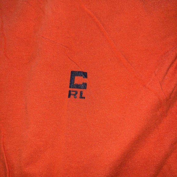 Vtg Chaps Ralph Lauren Reversible Shirt Size L Blue Orange Screen Print Logo 90s - Picture 8 of 15